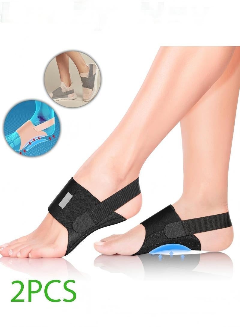 دعامتان لدعم القوس لتخفيف التهاب اللفافة الأخمصية، مناسبان للأقدام المسطحة والأقواس العالية وتصحيح الأقواس المنخفضة. دعامة قوس قابلة للارتداء مع أحزمة قابلة للتعديل ووسادات هلامية. تصميم للجنسين. - Image 1